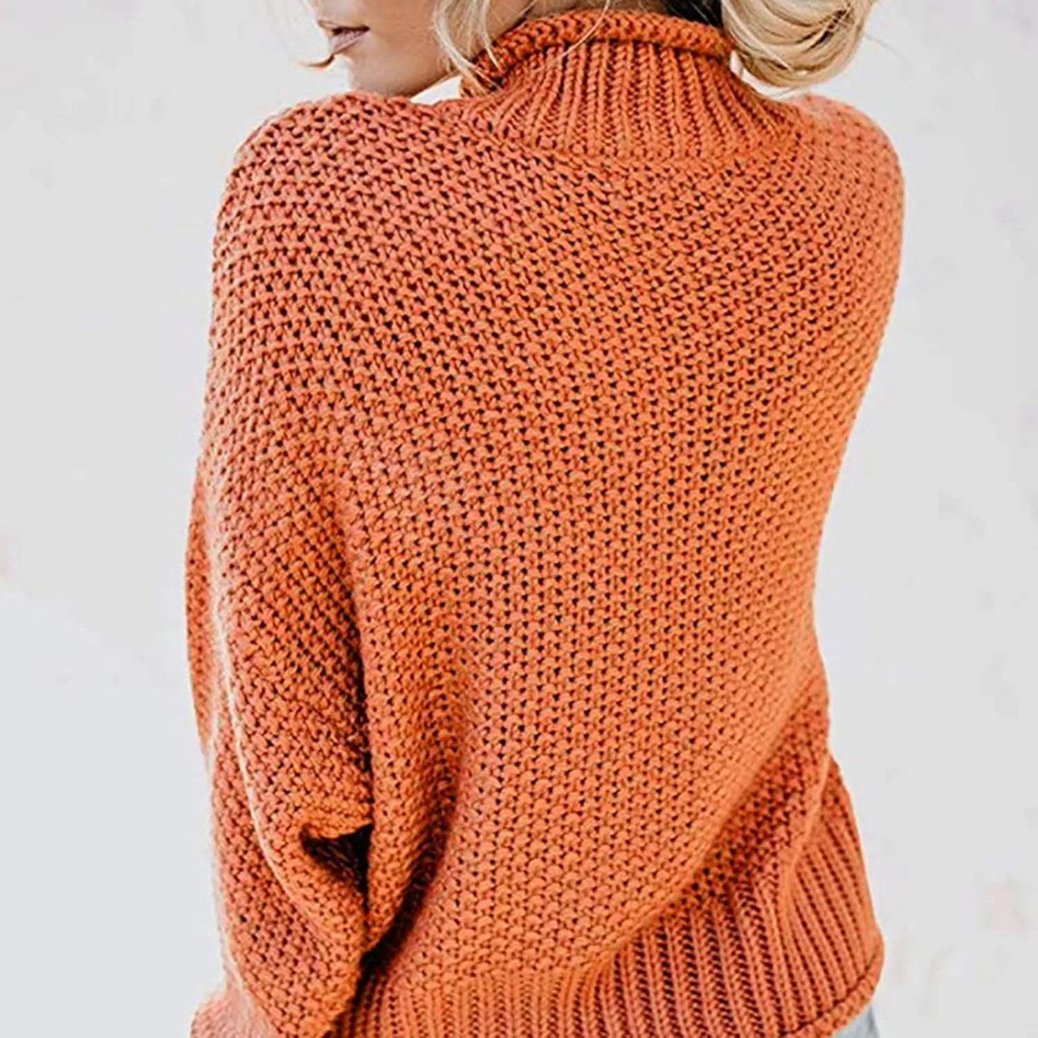 Turtleneck Sweater Women Solid Color Long Sleeve Sweater Casual Trendy Sweater Winter Thermal Sweater Blouse