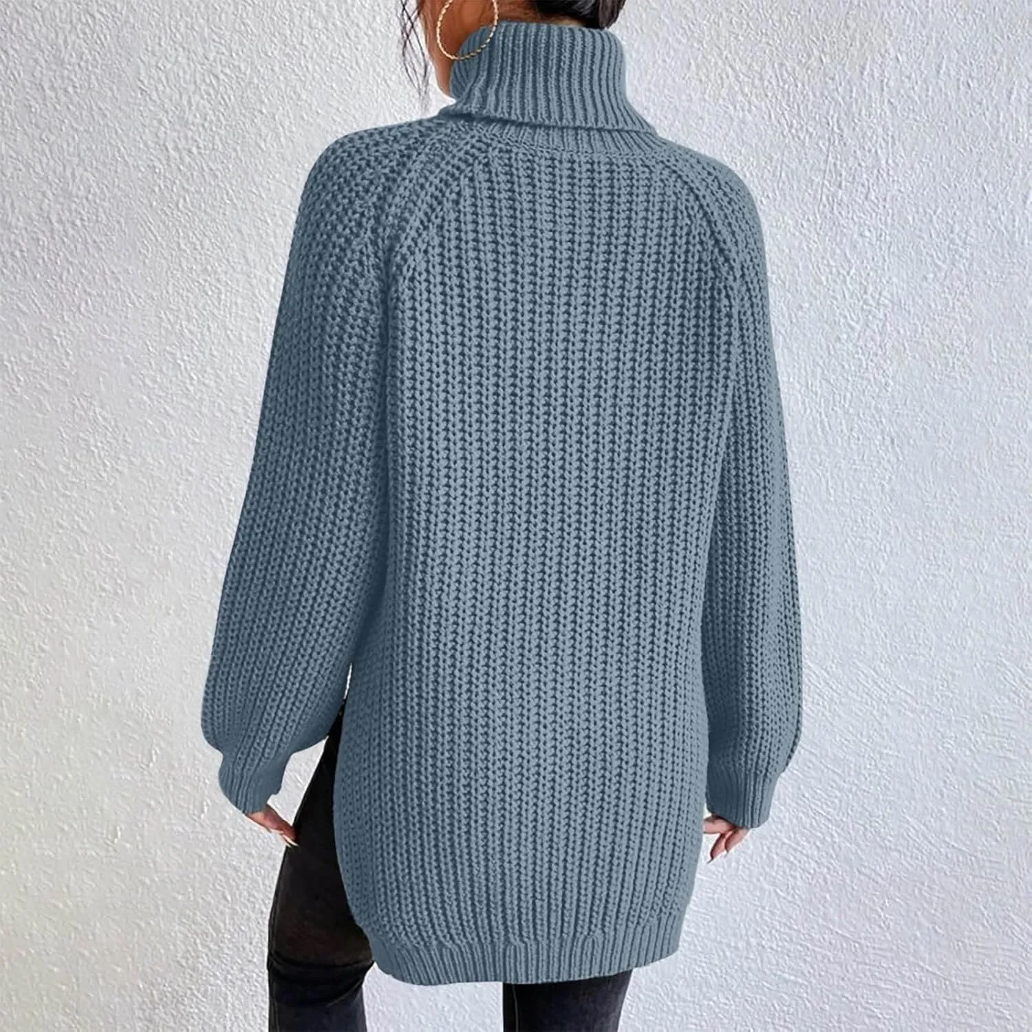 Turtleneck Tops for Women Long Sleeve Knitted Sweater Casual Fitted Sweater Fall Winter Fashion Sweaters Outfits