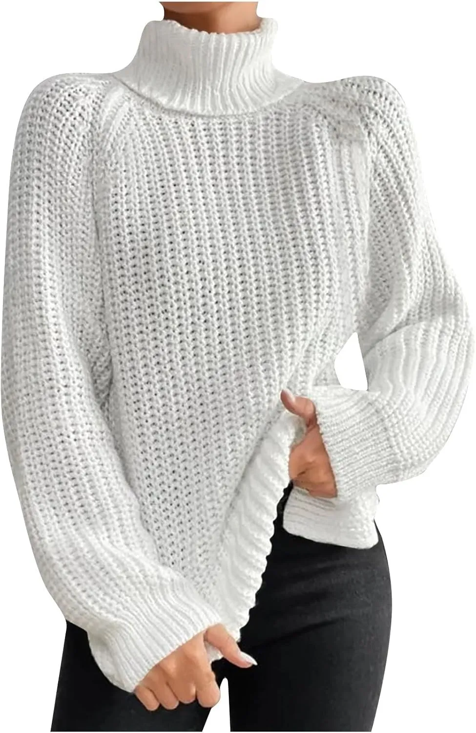 Turtleneck Tops for Women Long Sleeve Knitted Sweater Casual Fitted Sweater Fall Winter Fashion Sweaters Outfits