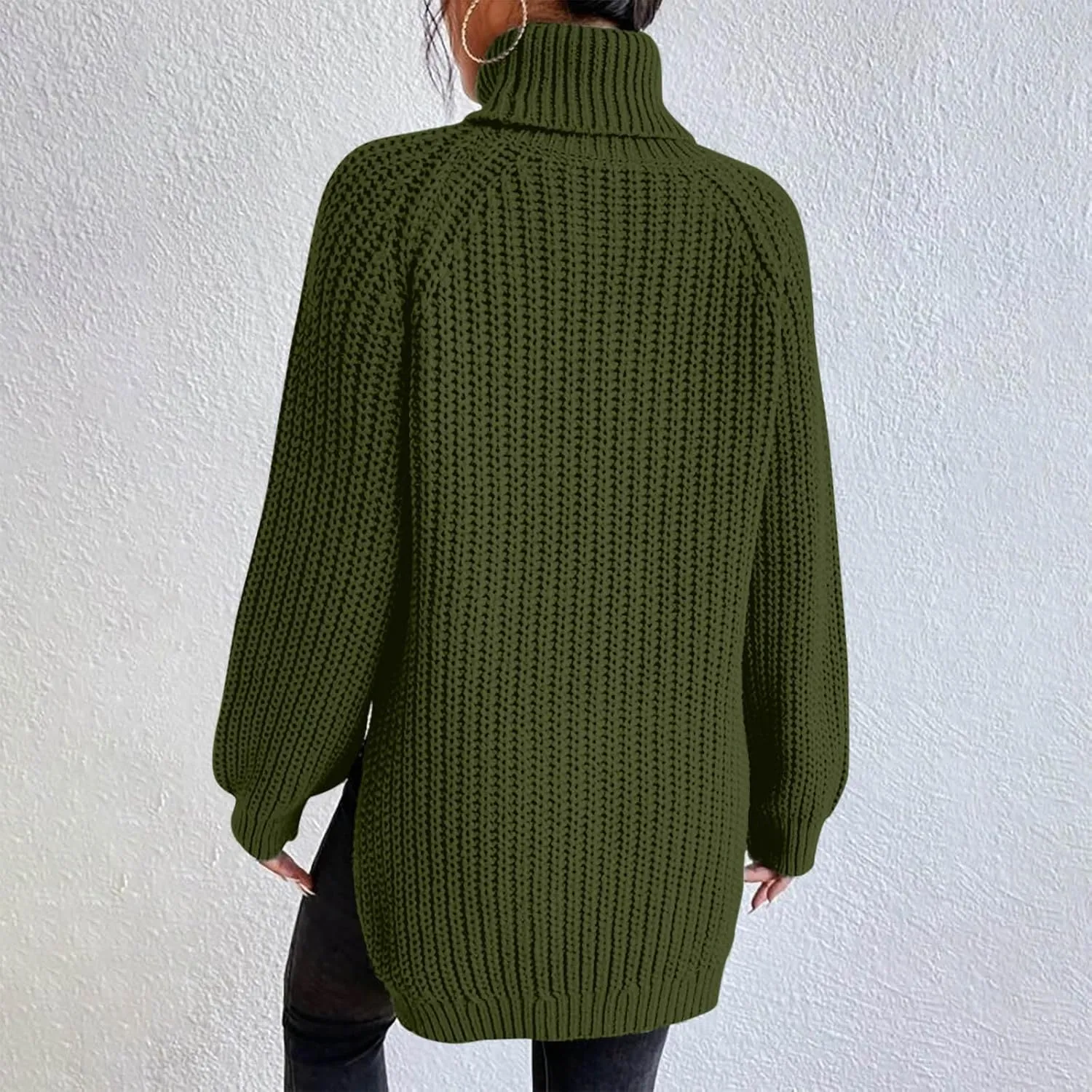 Turtleneck Tops for Women Long Sleeve Knitted Sweater Casual Fitted Sweater Fall Winter Fashion Sweaters Outfits