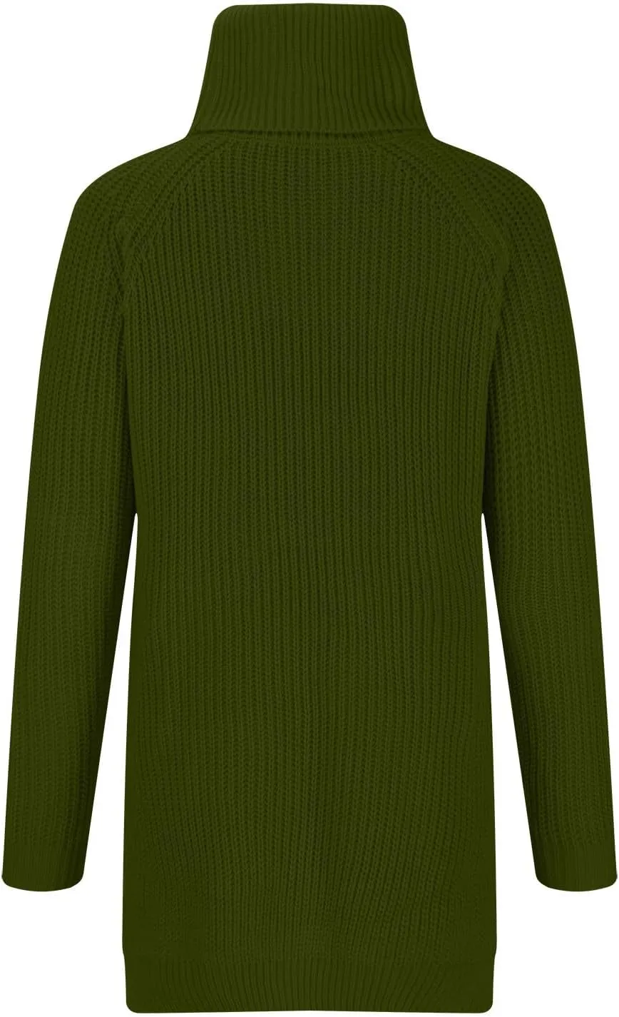 Turtleneck Tops for Women Long Sleeve Knitted Sweater Casual Fitted Sweater Fall Winter Fashion Sweaters Outfits