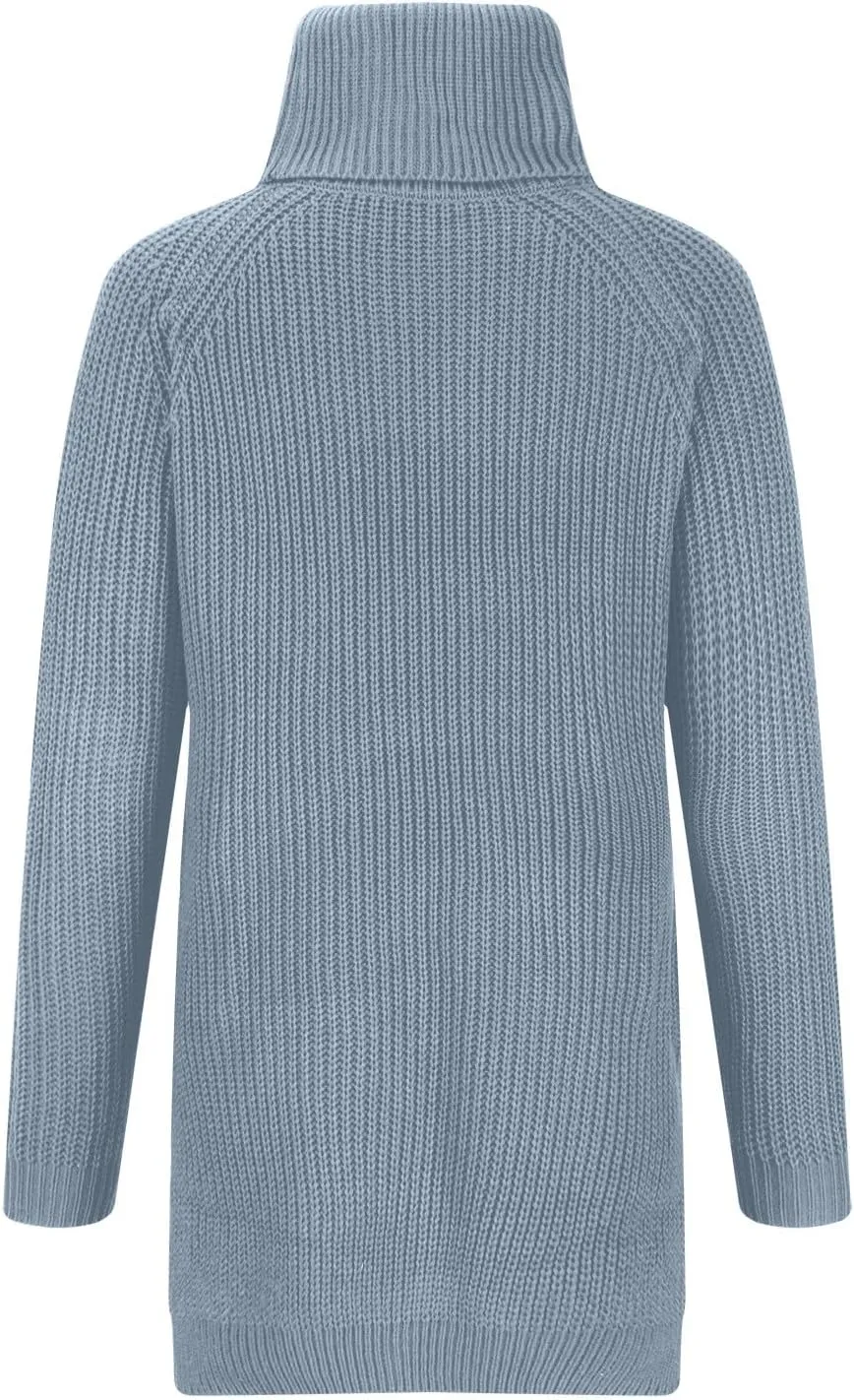 Turtleneck Tops for Women Long Sleeve Knitted Sweater Casual Fitted Sweater Fall Winter Fashion Sweaters Outfits