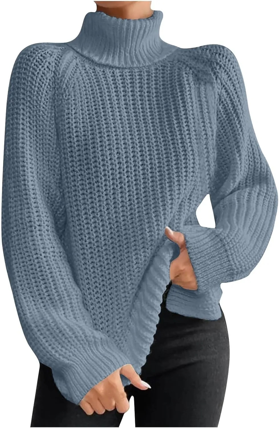 Turtleneck Tops for Women Long Sleeve Knitted Sweater Casual Fitted Sweater Fall Winter Fashion Sweaters Outfits