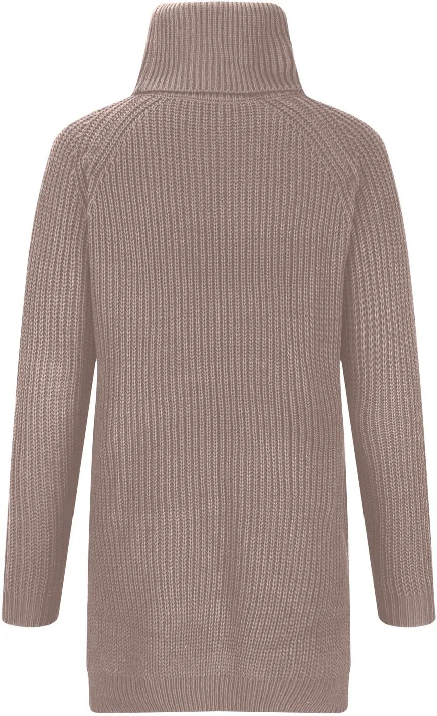 Turtleneck Tops for Women Long Sleeve Knitted Sweater Casual Fitted Sweater Fall Winter Fashion Sweaters Outfits