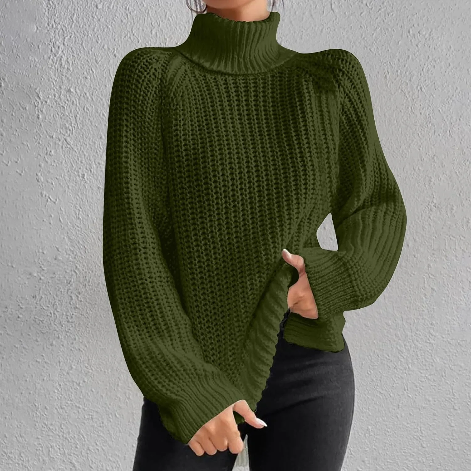 Turtleneck Tops for Women Long Sleeve Knitted Sweater Casual Fitted Sweater Fall Winter Fashion Sweaters Outfits