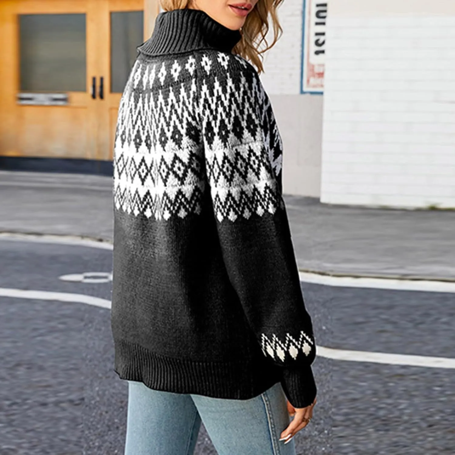 Ugly Christmas Sweater Plus Size Women Funny Knitted Ribbed Pullover Long Sleeve Crew Neck Jumper Tops Plus Size