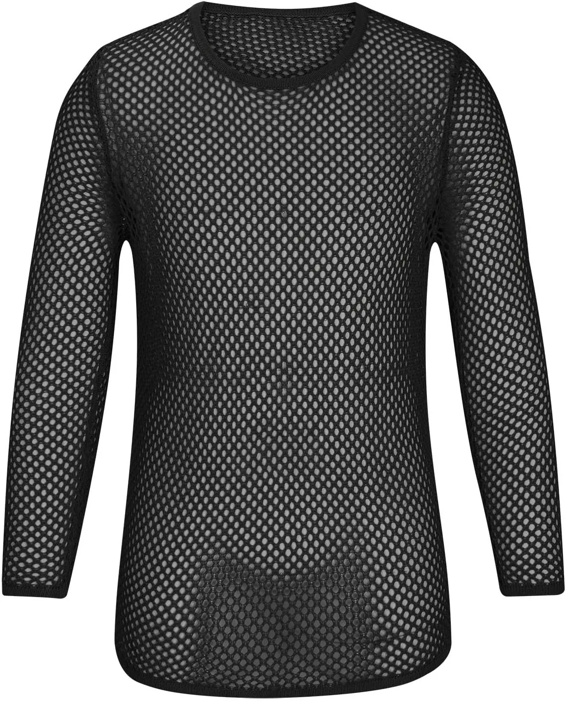 Uillui Men's Mesh Fishnet Muscle Shirts See Through Mesh Party Vest Tops Workout Muscle Tank Fitted Crew Neck Base Layer Tee