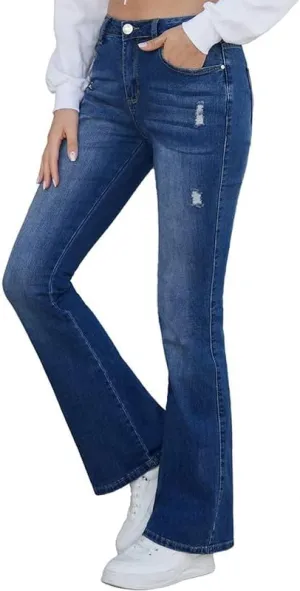 VIPONES Bell Bottom Jeans for Women Ripped High Waisted Flare Jeans with Classic Wide Leg Denim Pants (104, 0)