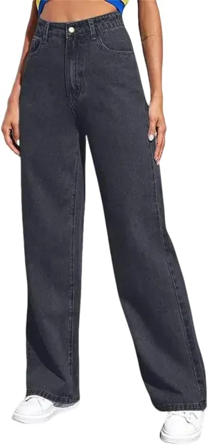 Wide Leg Jeans for Women Soft High Waisted Straight Leg Jeans Plus Size Boyfriend Jeans Loose Fit Denim Pants