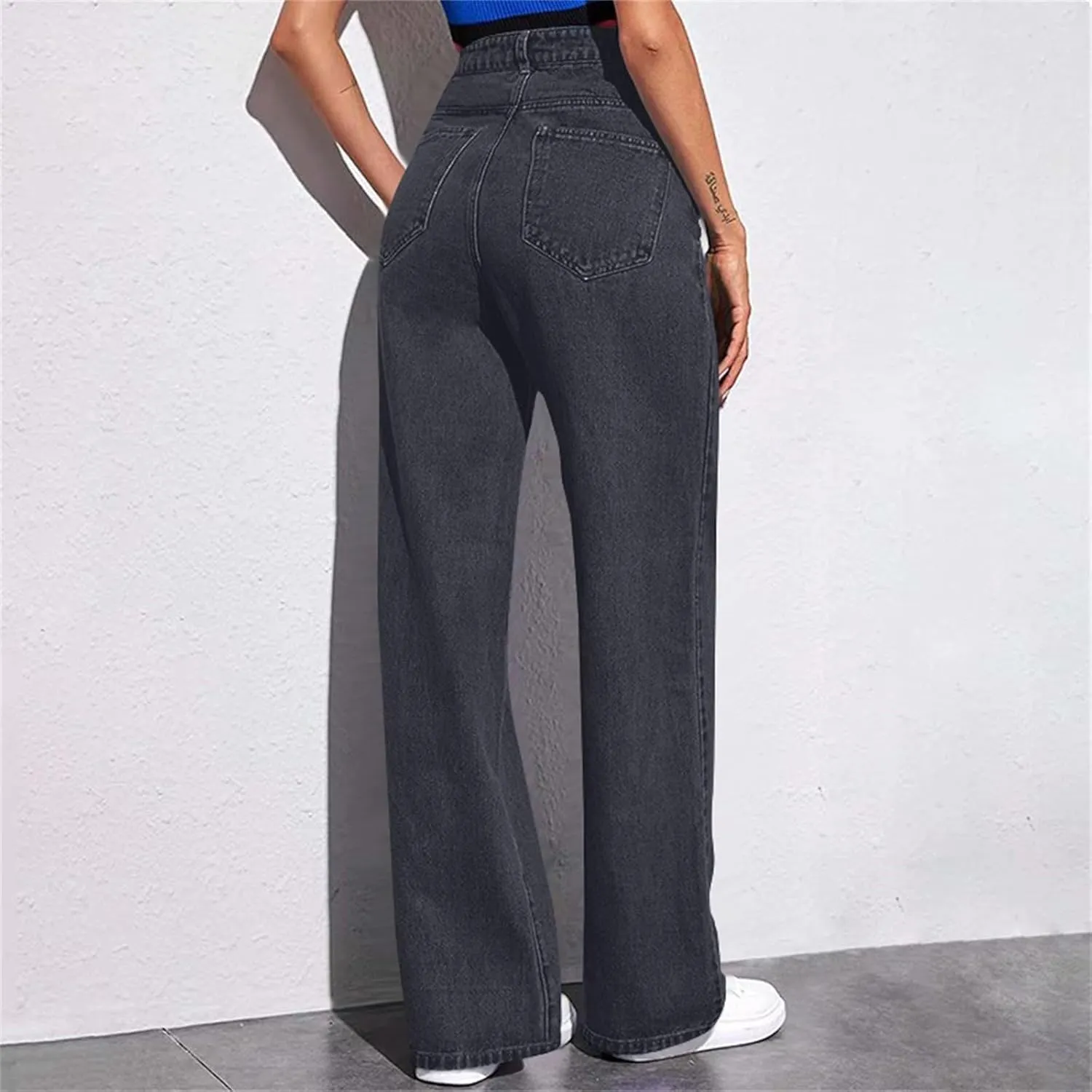 Wide Leg Jeans for Women Soft High Waisted Straight Leg Jeans Plus Size Boyfriend Jeans Loose Fit Denim Pants