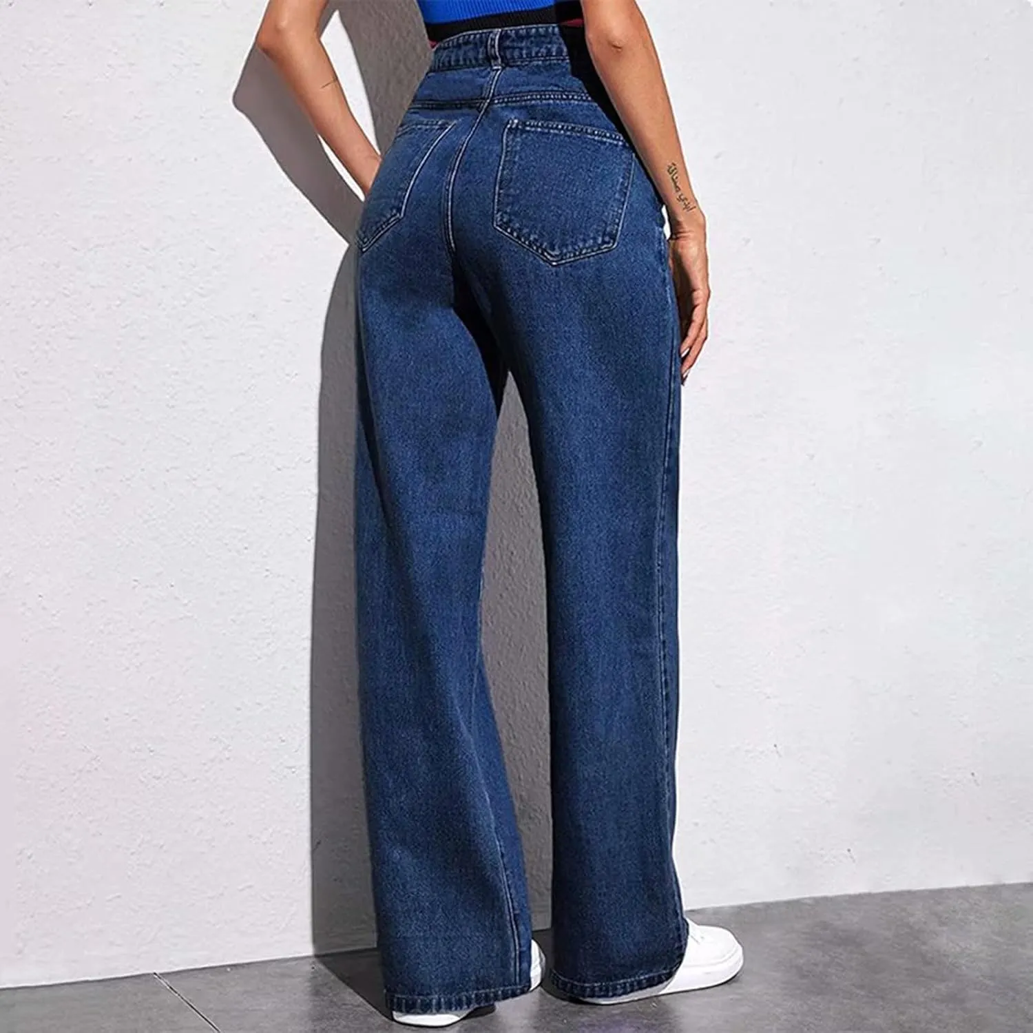 Wide Leg Jeans for Women Soft High Waisted Straight Leg Jeans Plus Size Boyfriend Jeans Loose Fit Denim Pants