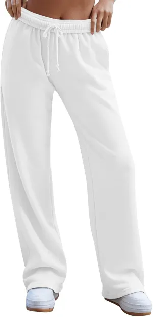 Wide Leg Sweatpants Women Baggy Low Rise Wide Leg Pants Casual Workout Athletic Track Sweatpants with Pockets