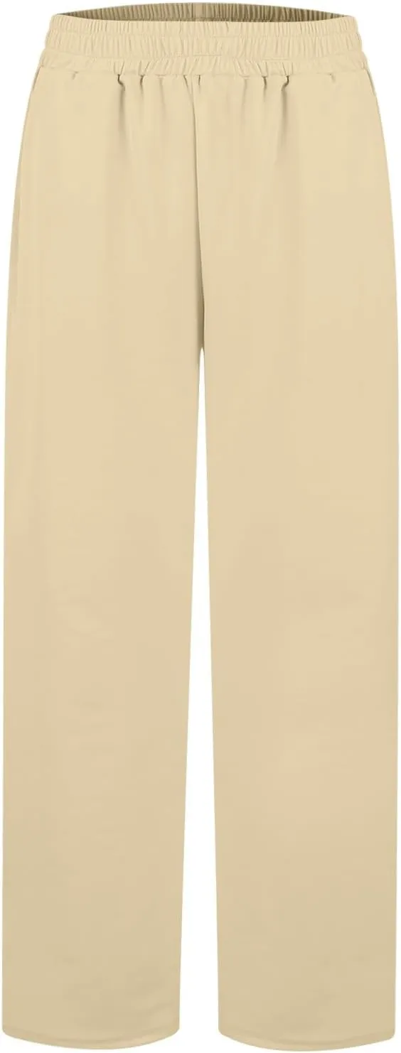 Wide Leg Sweatpants Women Modal Drawstring High Waisted Lounge Pants Travel Casual Sweat Pants with Pockets