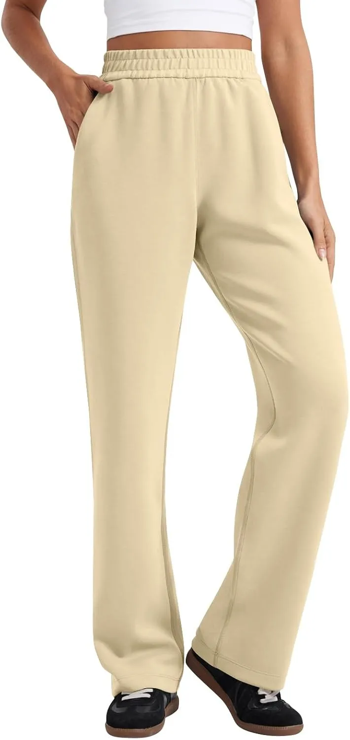 Wide Leg Sweatpants Women Modal Drawstring High Waisted Lounge Pants Travel Casual Sweat Pants with Pockets