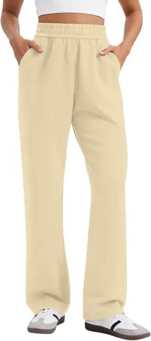 Wide Leg Sweatpants Women Modal Drawstring High Waisted Lounge Pants Travel Casual Sweat Pants with Pockets