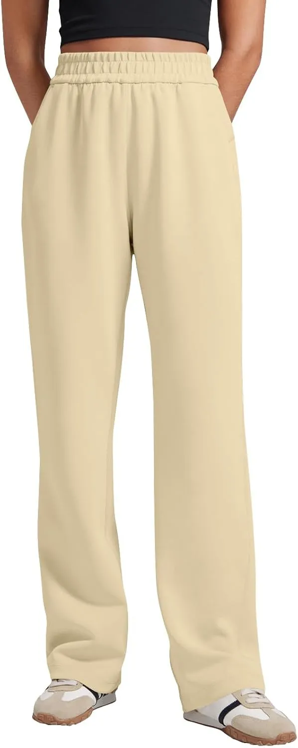 Wide Leg Sweatpants Women Modal Drawstring High Waisted Lounge Pants Travel Casual Sweat Pants with Pockets