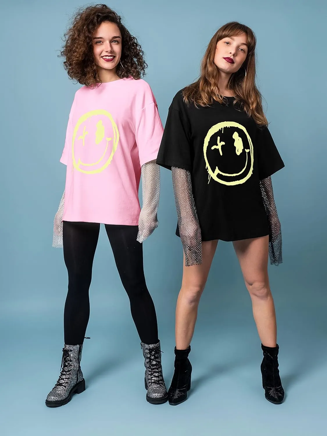 WLLW Women's Drop Shoulder Cute Oversized Graphic Tees Loose Crewneck Half Sleeve Preppy Graphic T Shirts Tops