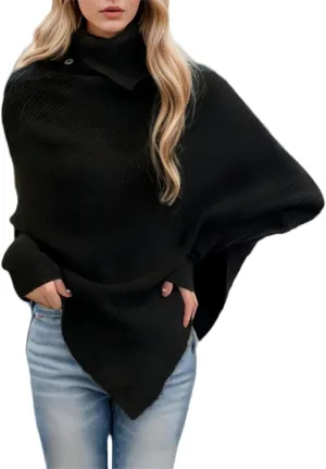 Women Long Sleeve Sweaters Turtleneck Oversized Chunky Sweaters Fall Outfits Asymmetric Hem Tops
