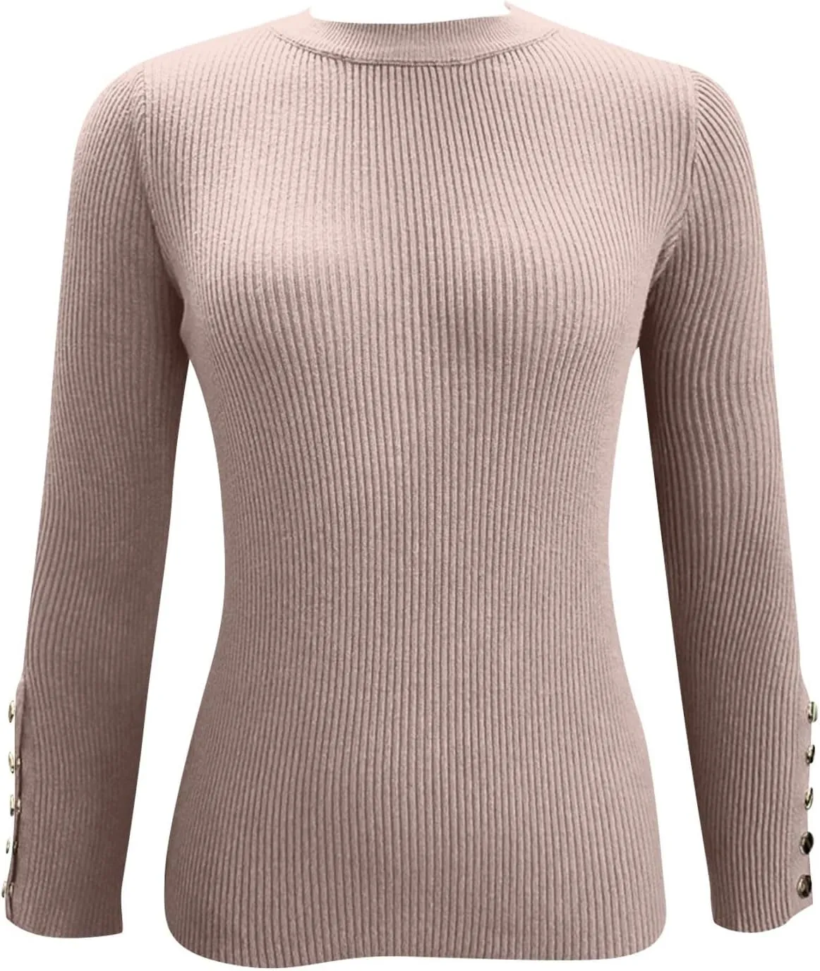 Women Mock Neck Tops Ribbed Knit Button Blouses Long Sleeve Winter Fit Slim Sweater Fall Y2K Shirts Cute Clothes