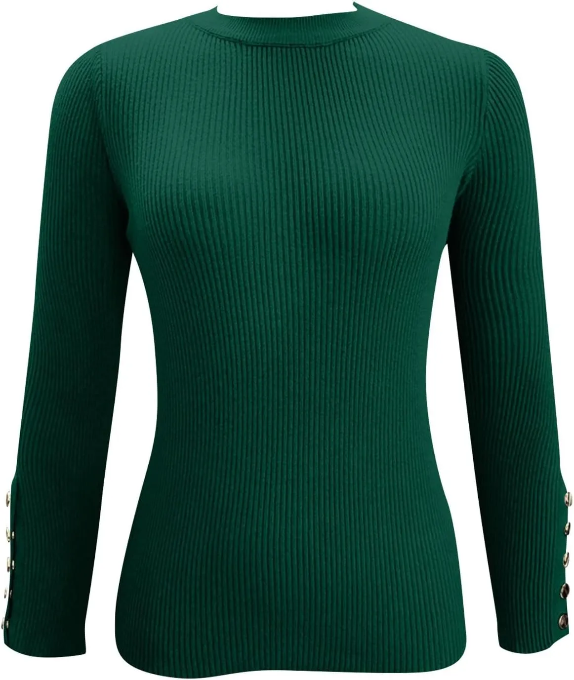 Women Mock Neck Tops Ribbed Knit Button Blouses Long Sleeve Winter Fit Slim Sweater Fall Y2K Shirts Cute Clothes