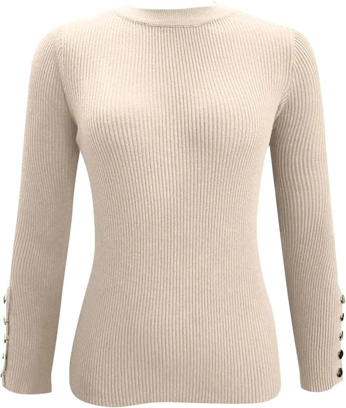 Women Mock Neck Tops Ribbed Knit Button Blouses Long Sleeve Winter Fit Slim Sweater Fall Y2K Shirts Cute Clothes