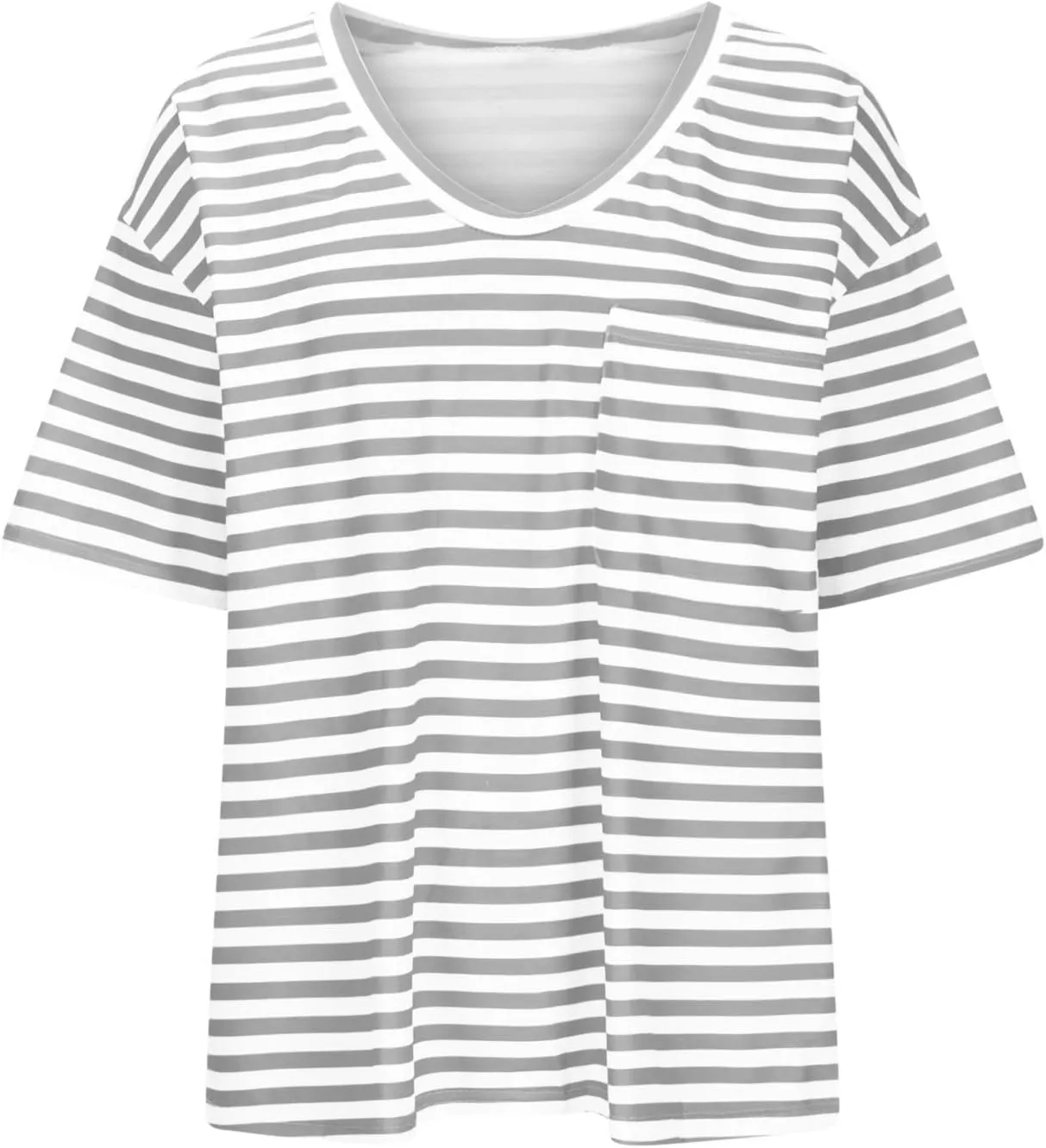 Women Oversized T Shirt Striped Short Sleeve V Neck Tee Shirt Casual Loose Drop Shoulder Summer Tops Outfits