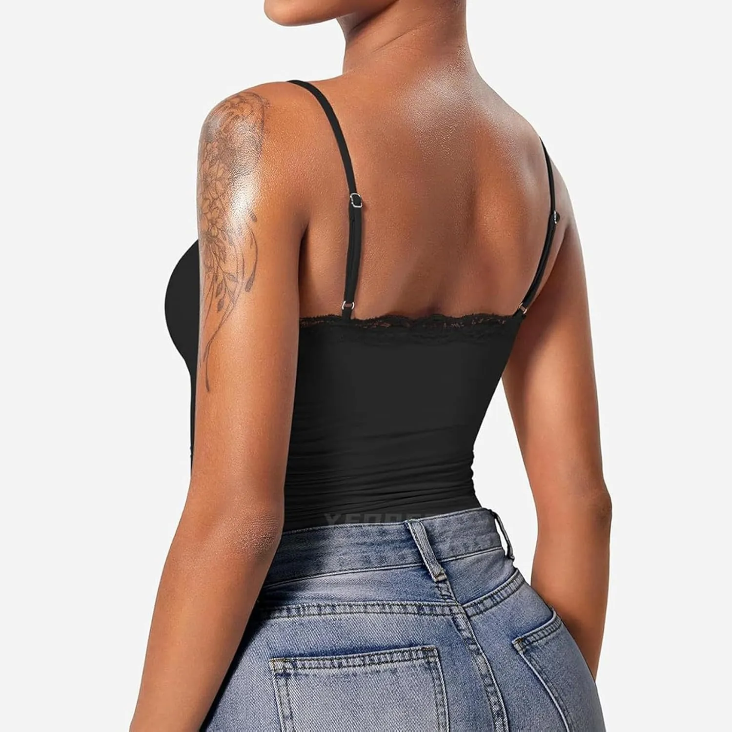 Women Sexy Lace Tank Top Square Neck Slim Fit Sleeveless Spaghetti Strap Y2K Tops Summer Going Out Crop Vest