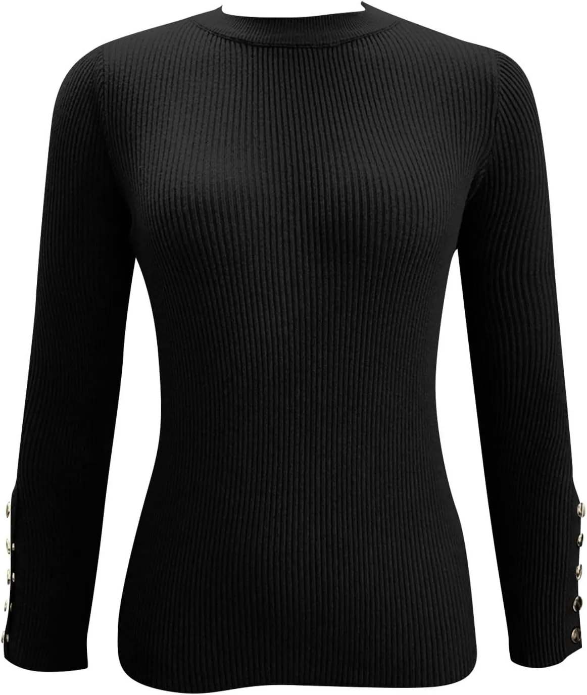 Women Shirts Long Sleeve Turtle Neck Rib Knit Sweaters Trendy Winter Button Down Tshirt Tops Fall Cute Outfits
