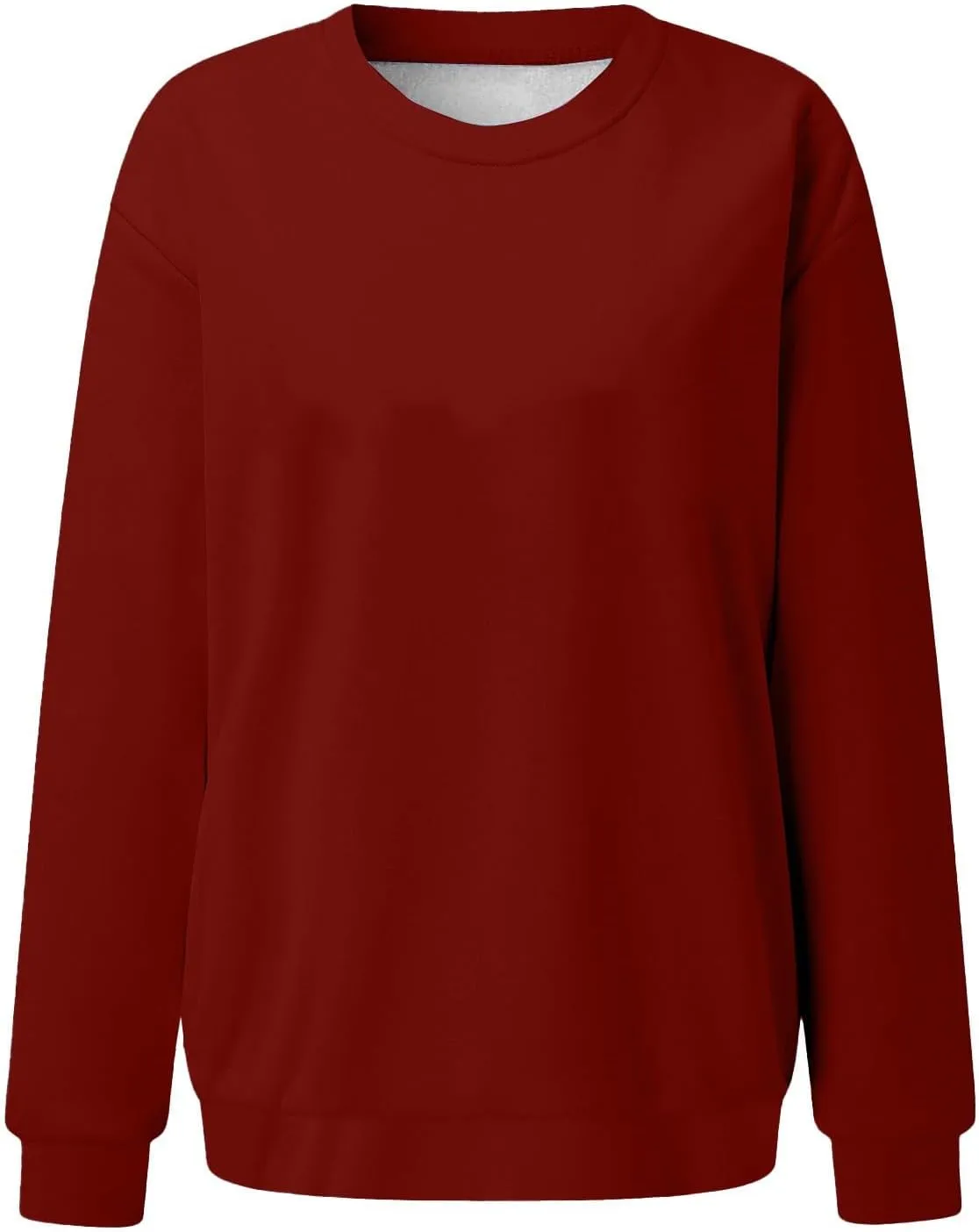 Women Solid Color Sweatshirt Long Sleeve Crewneck Pullover Fit Comfy Shirts Blouses 2025 Spring Fall Casual Tops