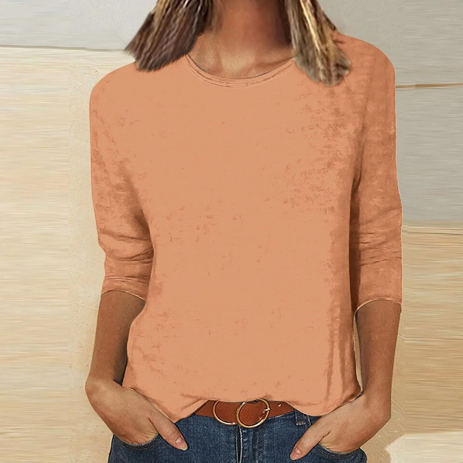 Women Tops Dressy Casual 3/4 Sleeve Plus Size Summer Blouse Loose Fit Tshirts Crewneck Workout Going Out Tops Tees