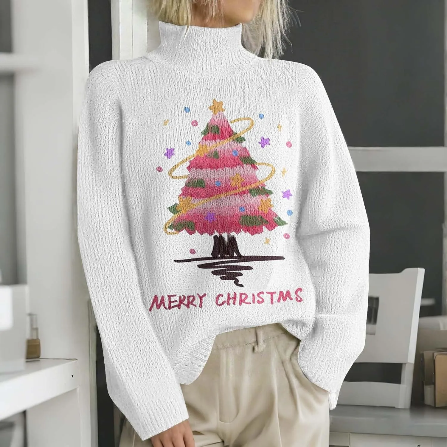 Women Turtleneck Sweater Long Sleeve Oversized Blouse Classic Casual Jumper Turtle Neck Fall Winter Basic Knit Top