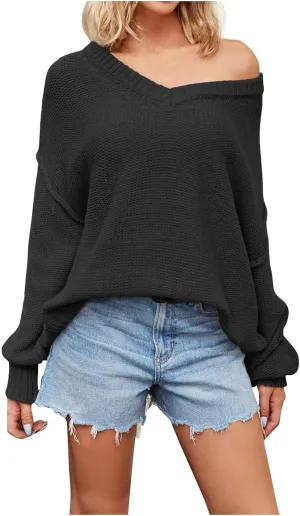 Womens 2024 Cute Lightweight Pullover Sweaters Tops Comfy Off The Shoulder Cable Knit Beach Boho Clothes