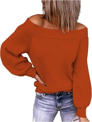 Womens 2024 Cute Lightweight Pullover Sweaters Tops Comfy Off The Shoulder Cable Knit Beach Boho Clothes