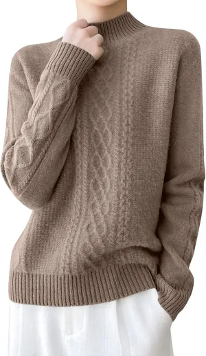 Women's 2024 Fall Mock Neck Long Sleeve Y2k Sweater Ribbed Knit Oversized Drop Shoulder Pullover Top Plus Size