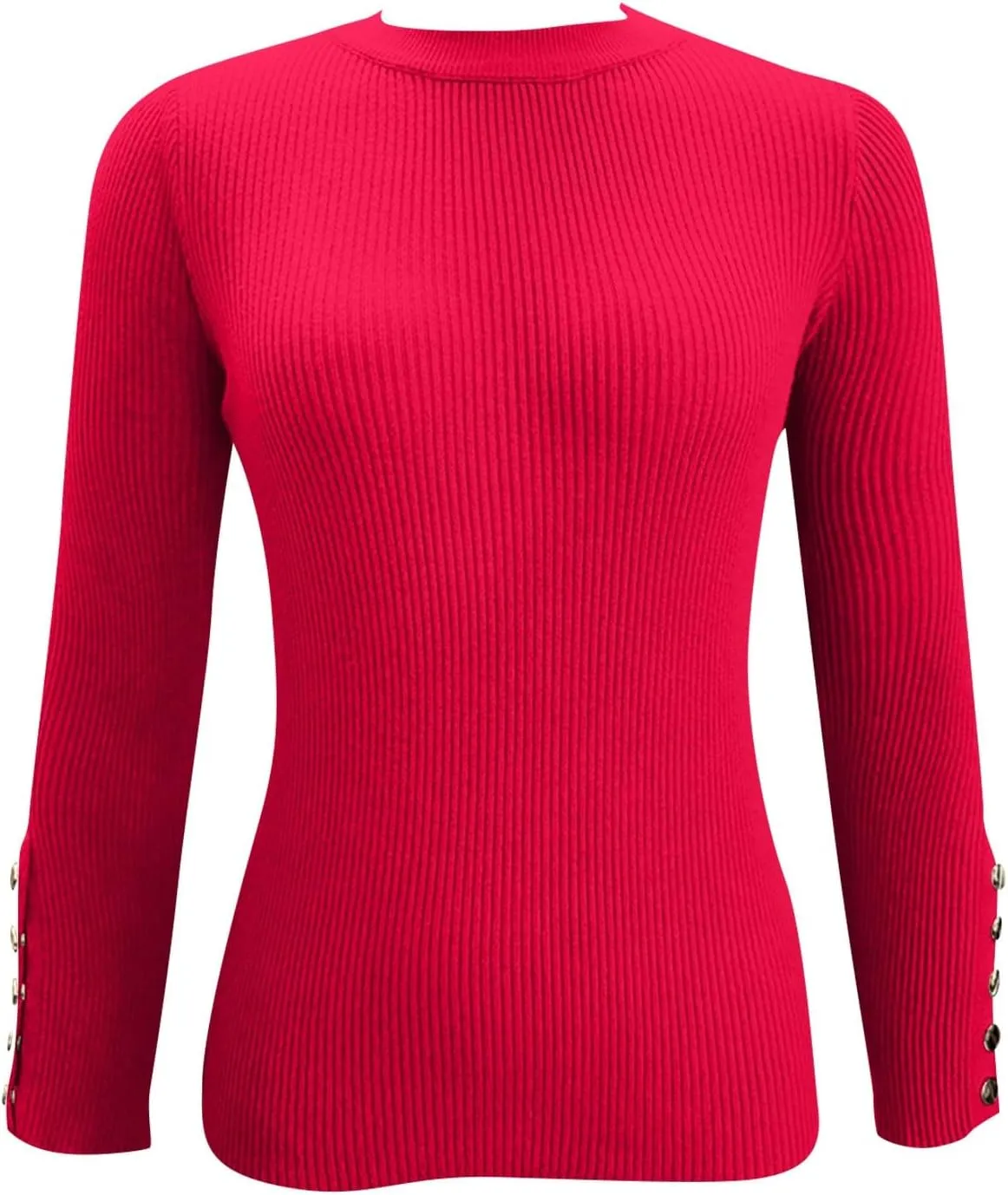 Womens Basic Tops Long Sleeve Mock Turtle Neck Ribbed Sweaters 2024 Winter Button T Shirts Loose Fit Fall Comfy Clothe