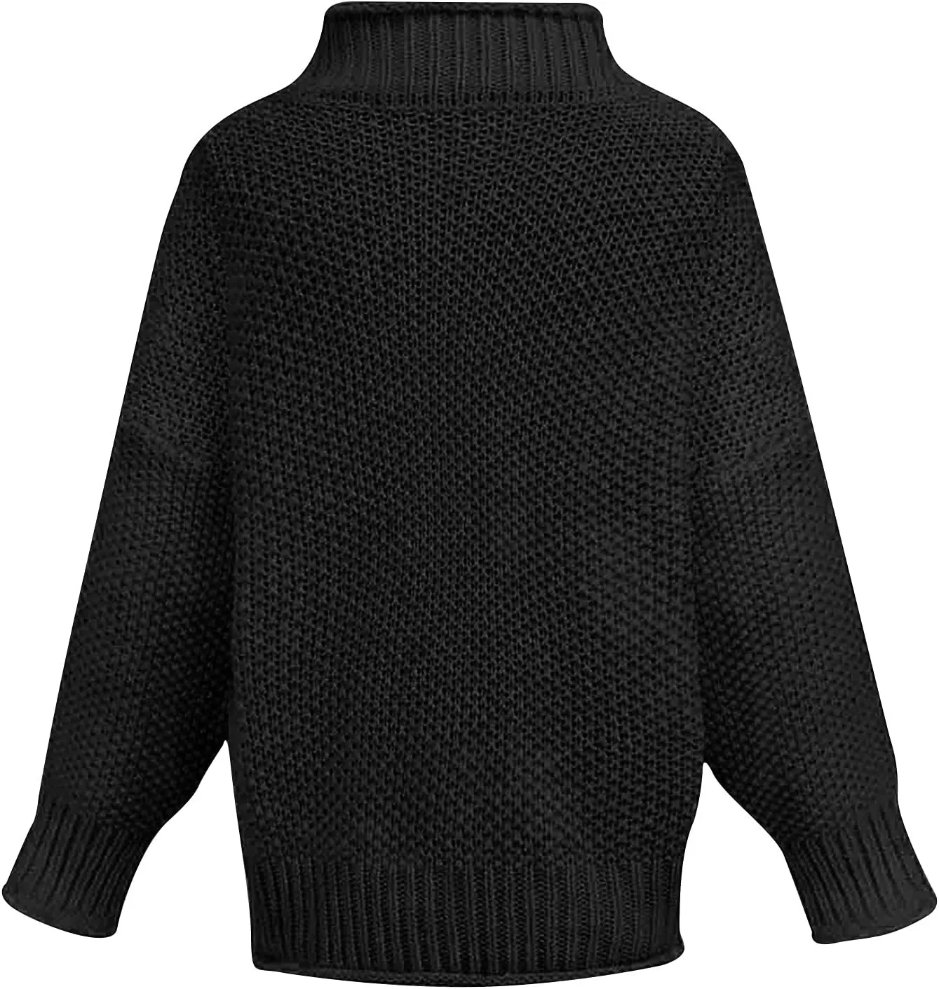 Womens Black Turtleneck Sweater Long Sleeve Casual Sweater Winter Trendy Sweater Loose Fitting Sweater Blouse