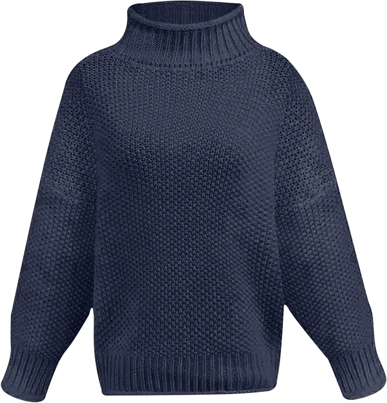 Womens Black Turtleneck Sweater Long Sleeve Casual Sweater Winter Trendy Sweater Loose Fitting Sweater Blouse