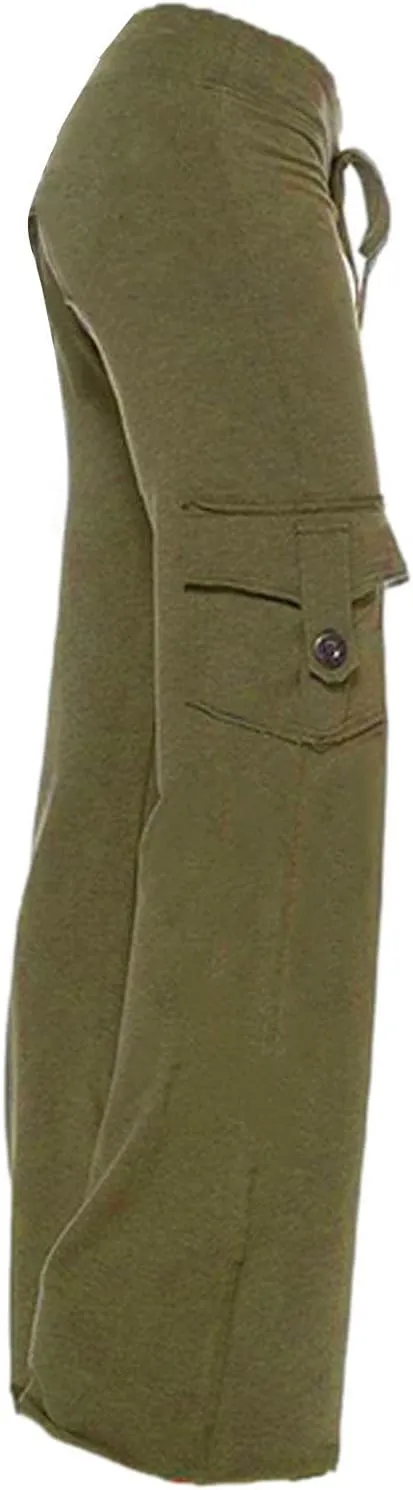 Women's Cargo Pants Relaxed Fit Joggers Pants Elastic Waist Outdoor Hiking Pants Casual Straight Wide Leg Sweatpants
