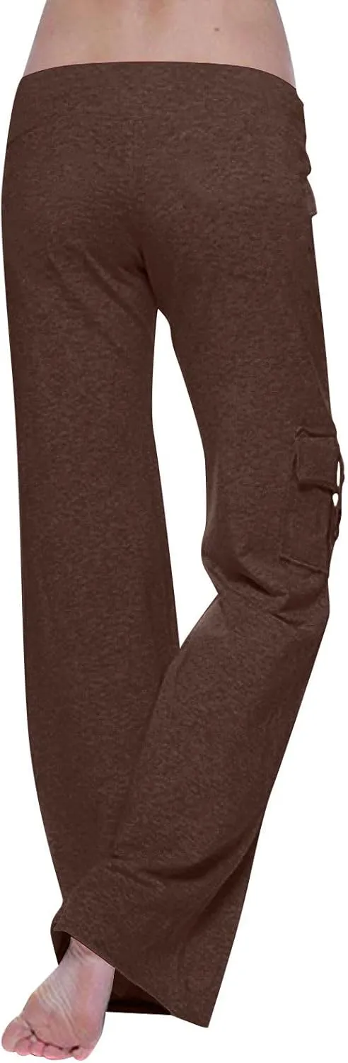 Women's Cargo Pants Relaxed Fit Joggers Pants Elastic Waist Outdoor Hiking Pants Casual Straight Wide Leg Sweatpants