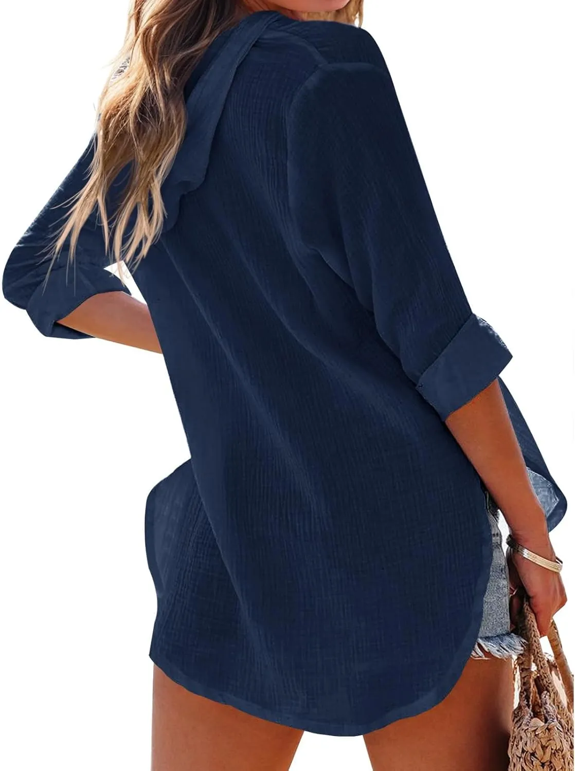 Women's Casual Lightweight Hoodies Linen Long Sleeve V Neck Pullover Sweatshirts Loose Fit Drawstring Tops Beachwear