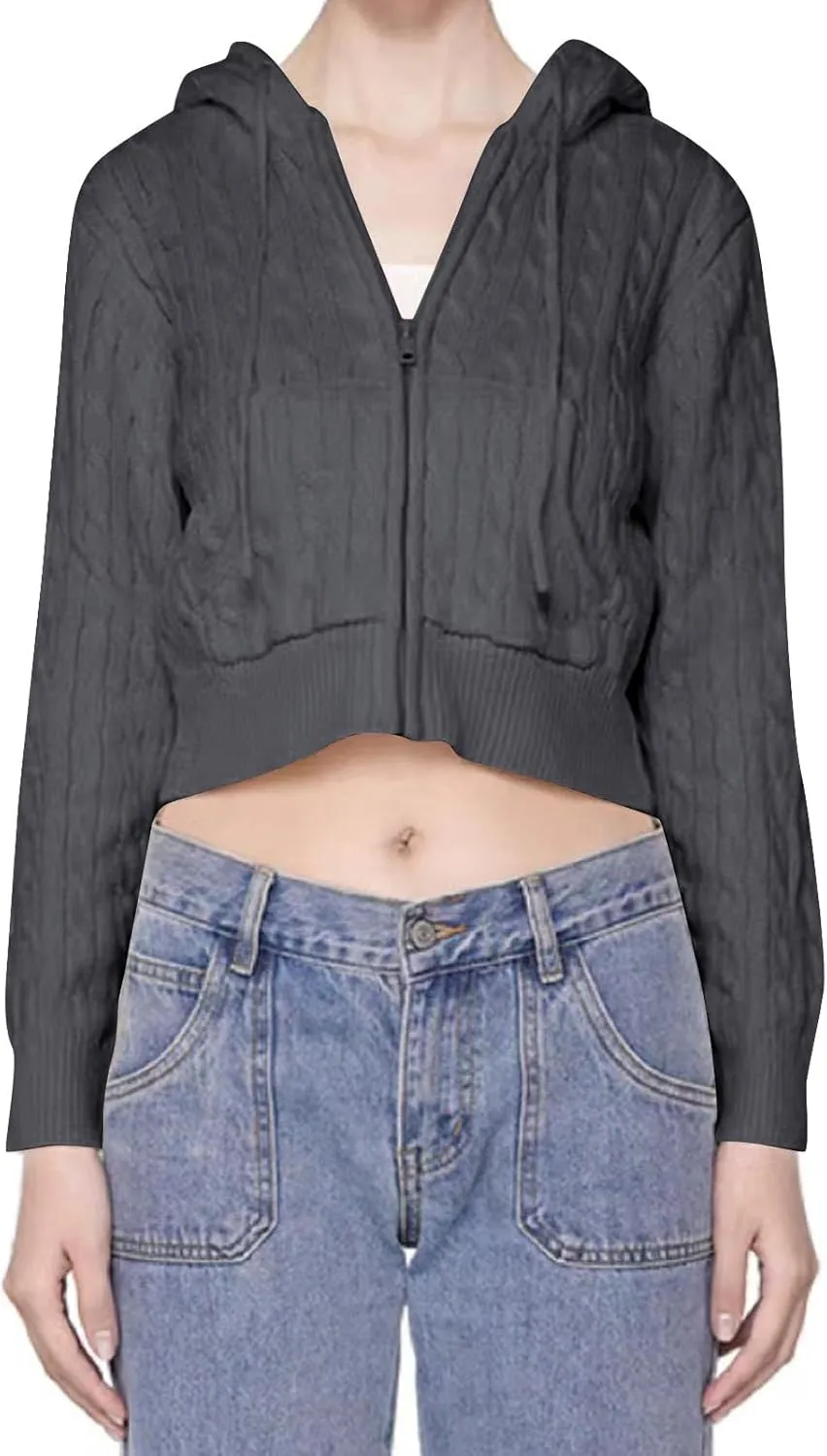 Womens Casual Long Sleeve Comfy Sweater Soft Loose Cardigan Solid Color Coat Zip Oversized Pullover Knit Fall Winter Outfits