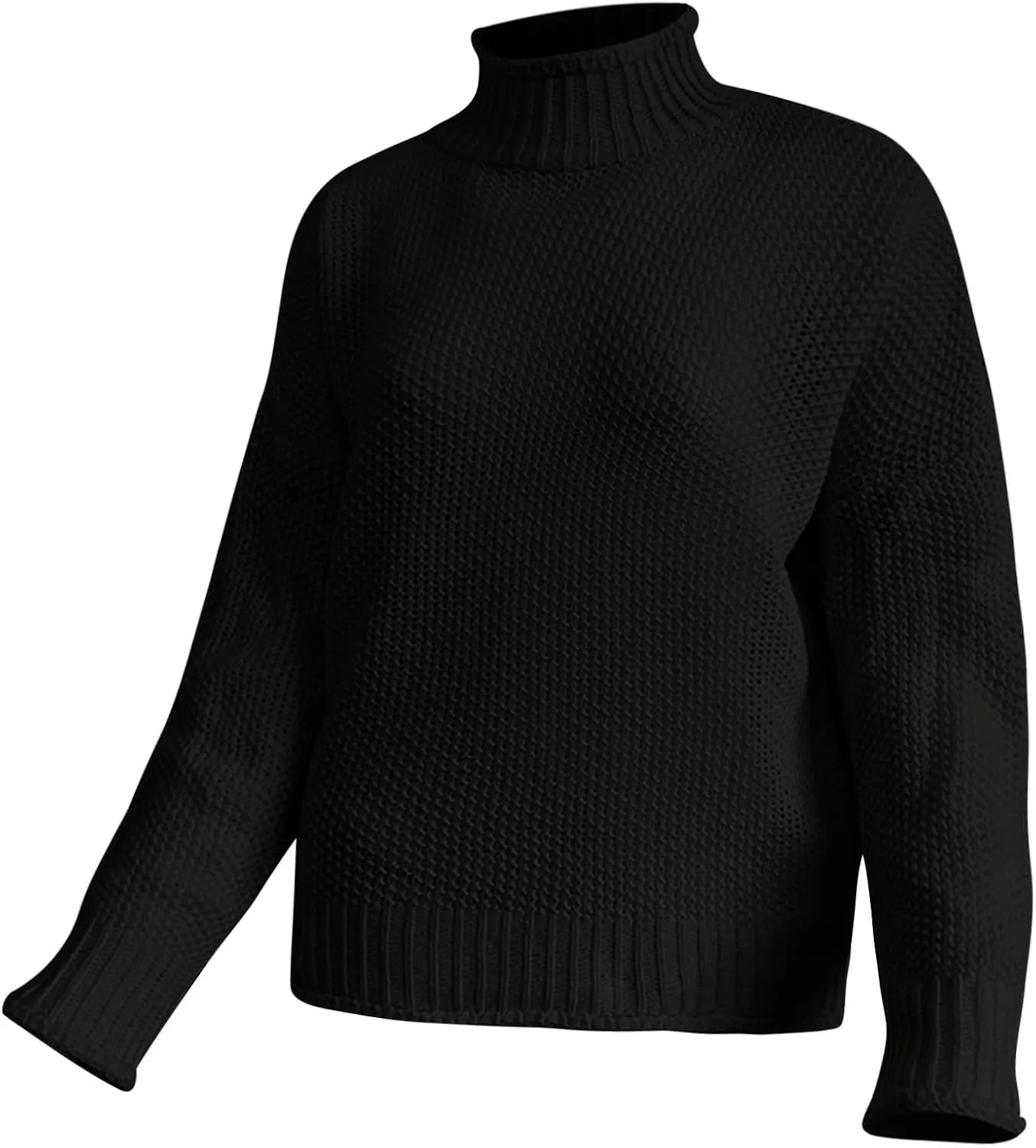 Women's Casual Long Sleeve Pullover Sweaters Mock Neck Oversized Ribbed Knit 2024 Fall Winter Sweater Jumper Tops