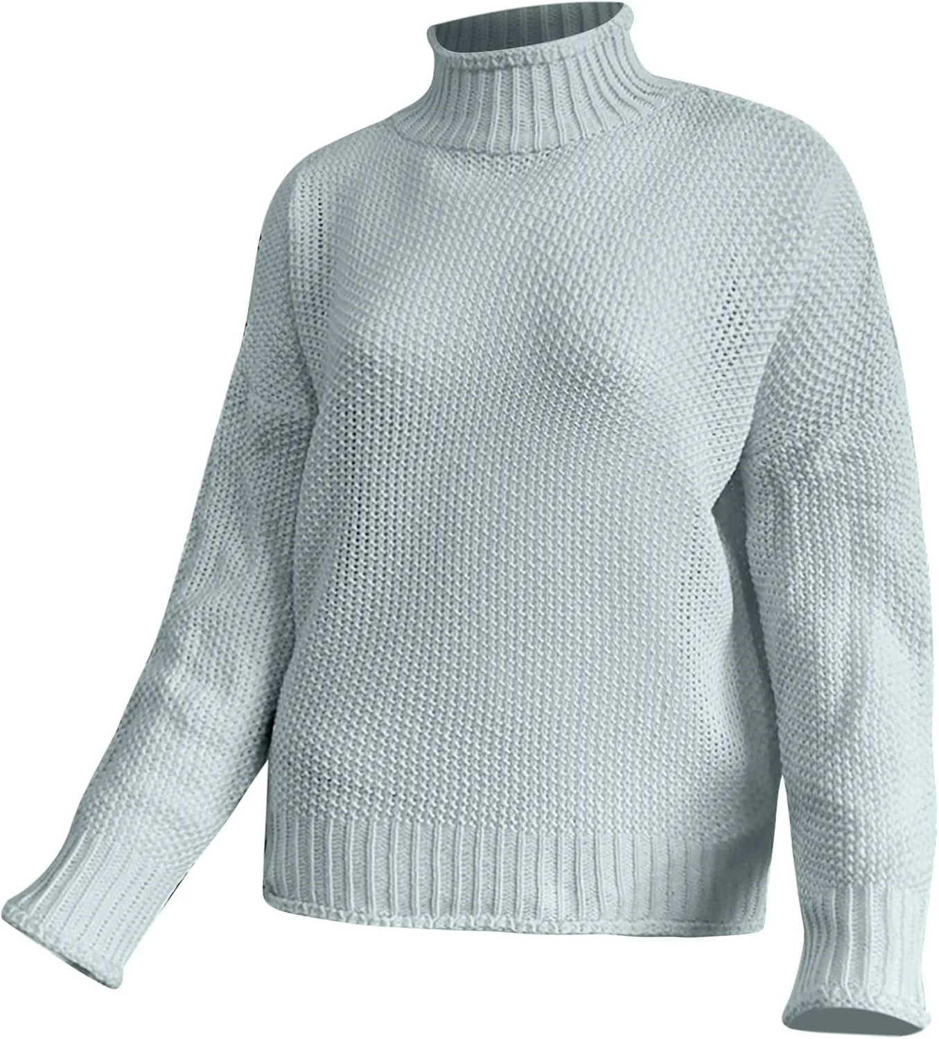 Women's Casual Long Sleeve Pullover Sweaters Mock Neck Oversized Ribbed Knit 2024 Fall Winter Sweater Jumper Tops