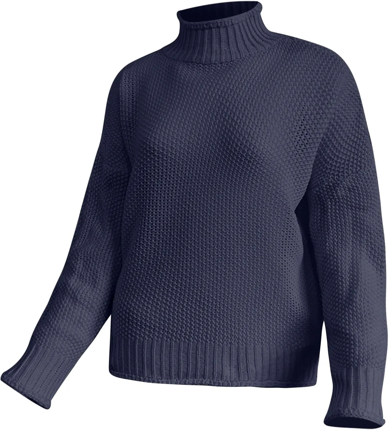 Women's Casual Long Sleeve Pullover Sweaters Mock Neck Oversized Ribbed Knit 2024 Fall Winter Sweater Jumper Tops