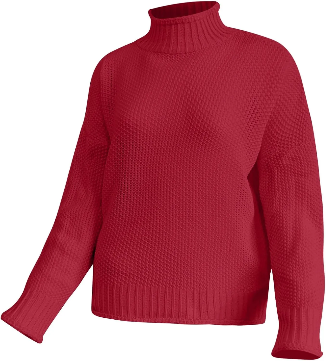 Women's Casual Long Sleeve Pullover Sweaters Mock Neck Oversized Ribbed Knit 2024 Fall Winter Sweater Jumper Tops