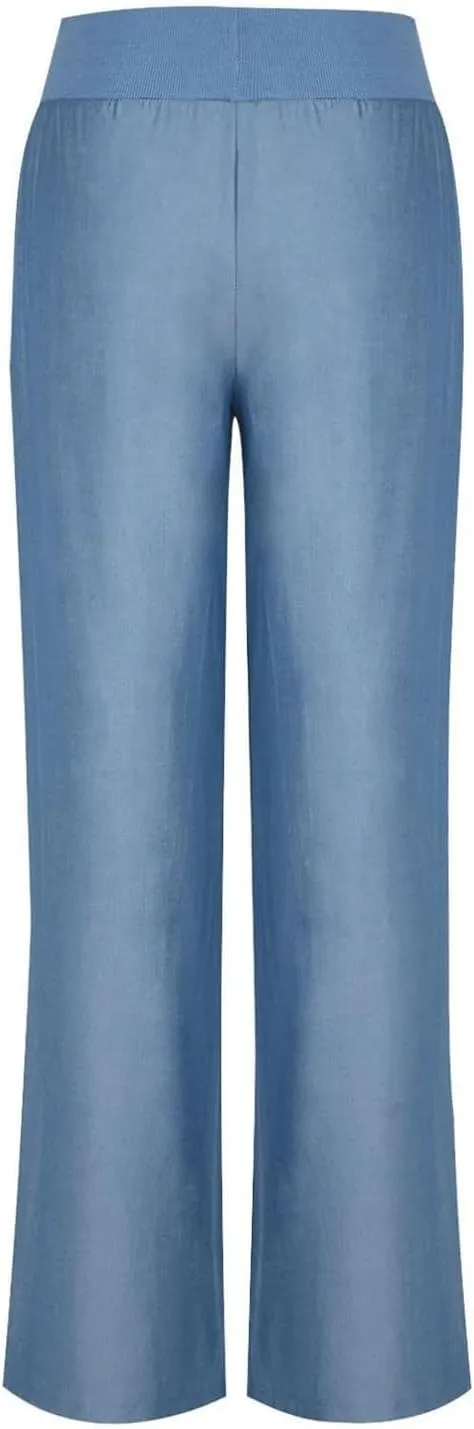 Womens Casual Palazzo Pants Trendy Mid Rise Straight Wide Leg Lightweight Ladies Relaxed Fit Lounge Trousers Vacation