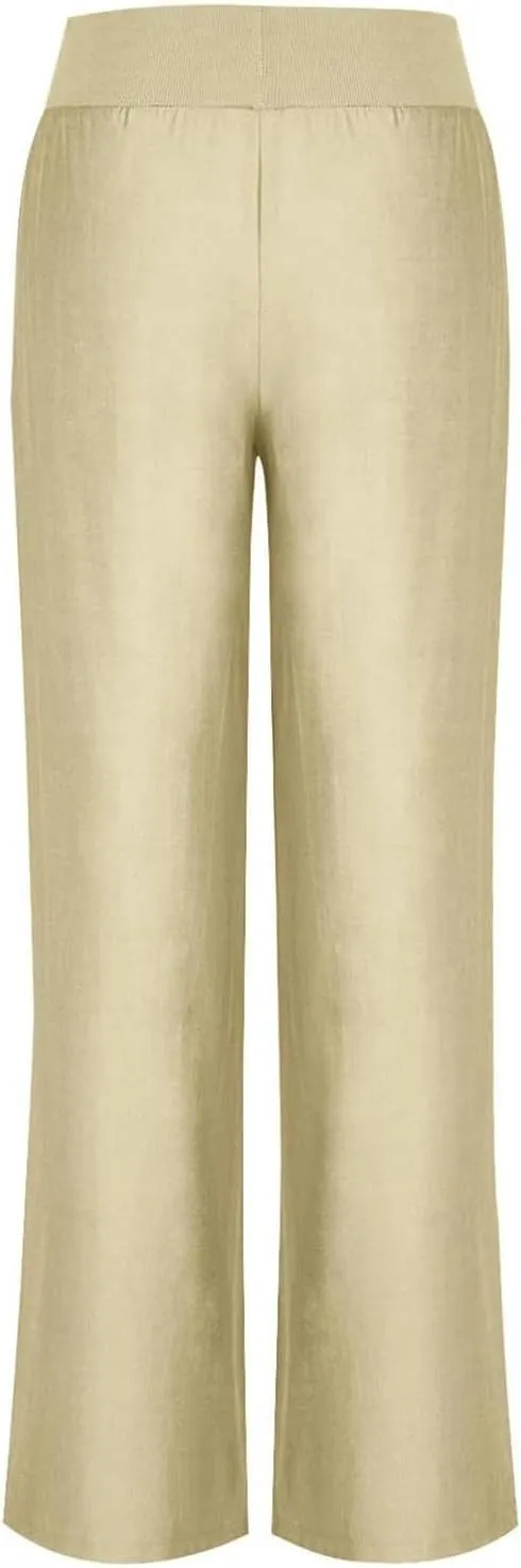 Womens Casual Palazzo Pants Trendy Mid Rise Straight Wide Leg Lightweight Ladies Relaxed Fit Lounge Trousers Vacation