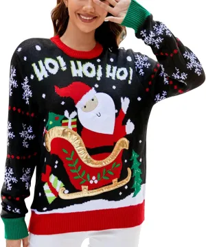 Women's Christmas Sweater Funny Christmas Tree Ugly Pullover Snowflake Long Sleeve Knitted Jumper Tops Shirt