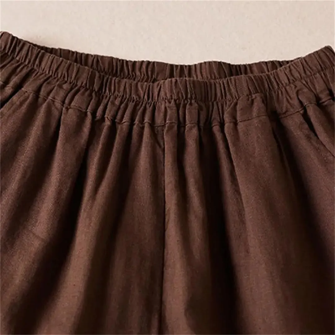 Women's Embroidered Lace Wide Leg Pants Retro Stretch High Waist Tie Loose Palazzo Trousers