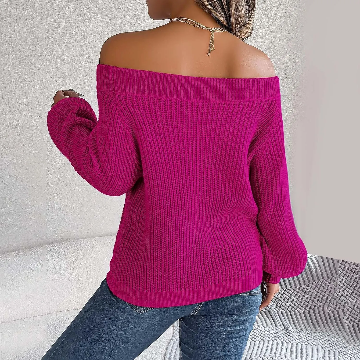 Womens Fall Clothes 2024 Winter Crewneck Striped Pullover Sweaters V Neck Lightweight Long Sleeve Blouse Top